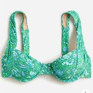 JCrew - 42D - Cross-back underwire bikini top in marigold blooms - NWT